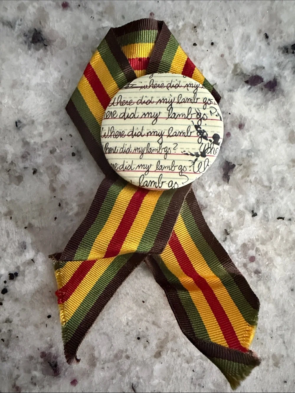 Rare L.A.M.B. Pin Penmanship with Rasta Ribbon Swag Love Angel Music Baby WDMLG